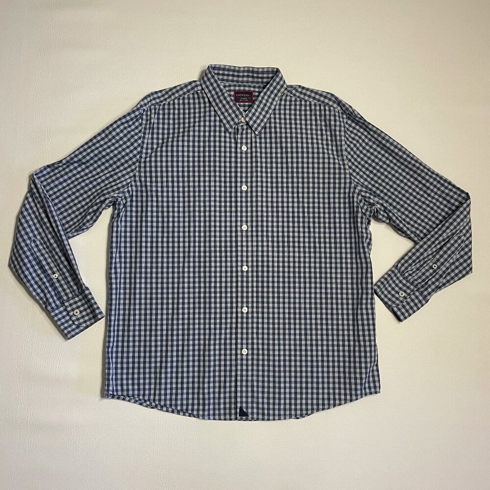 Untuckit Shirt Mens Size XL Blue Gingham Check Button Up Long Sleeve 100% Cotton